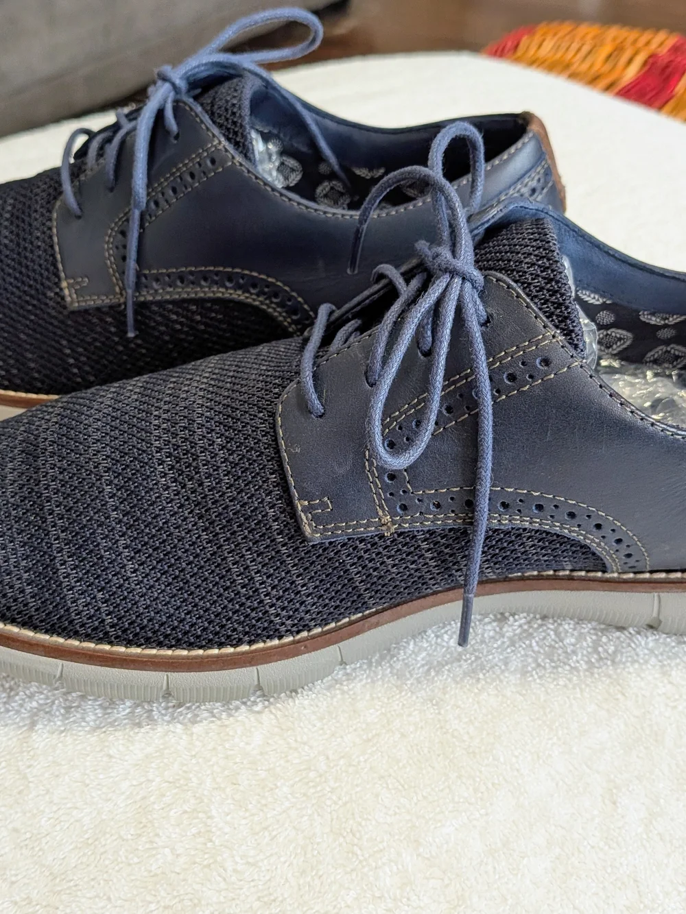 Johnston & Murphy Men's 9.5M Navy Mesh Leather Oxford Dress Casual